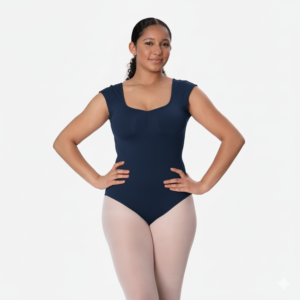 Capped Sleeve Leo with Deep V-Back - D 338