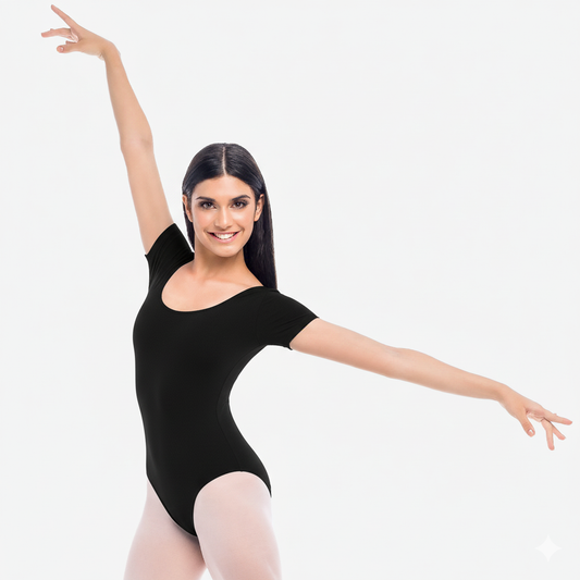Capped Sleeve Leo with Scoop Neck - D2991