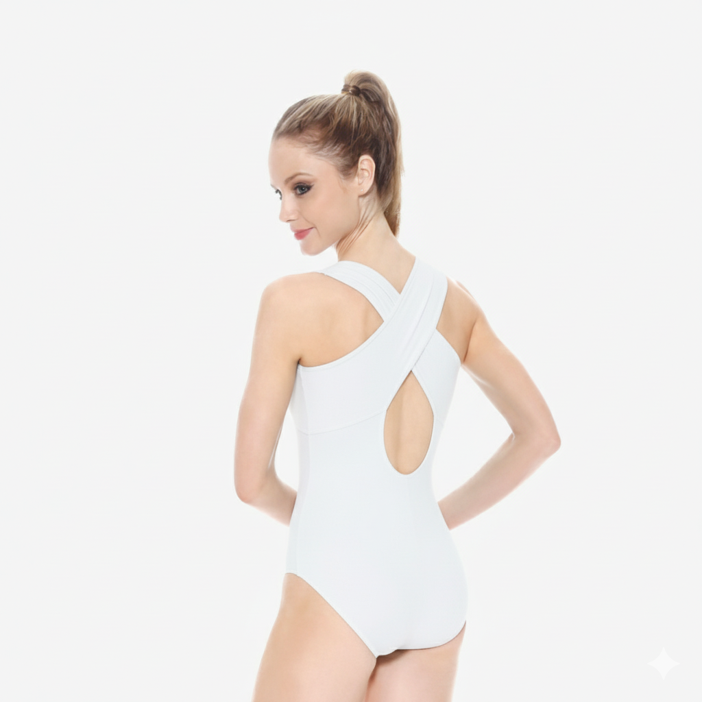 Andrea - Leo with Wide Crossed-Back and Overlaid Ruched Bodice - D269