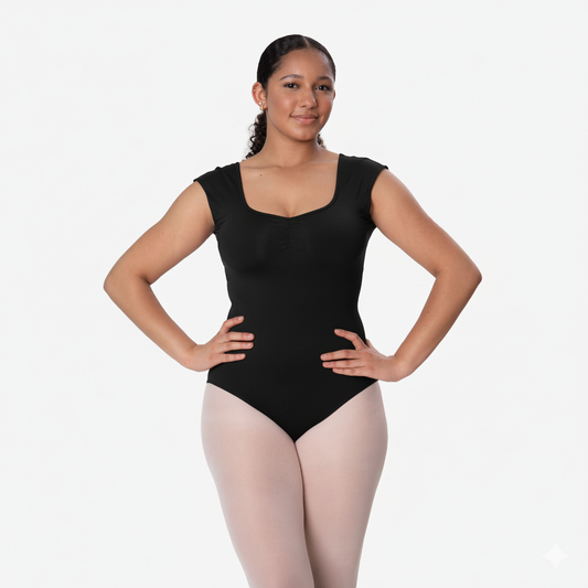 Capped Sleeve Leo with Deep V-Back - D 338