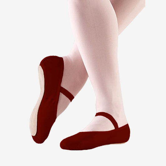 BA14 - Leather Full Sole Ballet Shoe - Adult<br>Red & Black